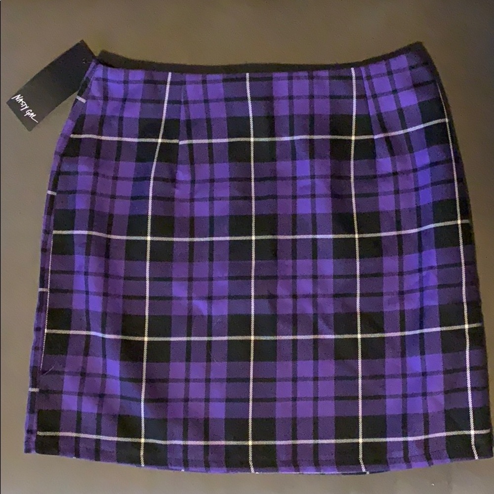 NEW Nasty Gal Purple Plaid Skirt with Tags